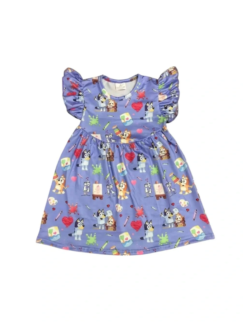 New Bluey & Friends Back to School Boutique Flutter Sleeve Dress Bluey Bingo